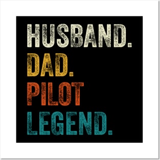 Husband Dad Pilot Legend Retro Vintage Posters and Art